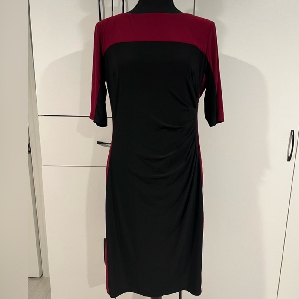 Ralph Lauren Burgundy & Black dress . Size‎ 12
